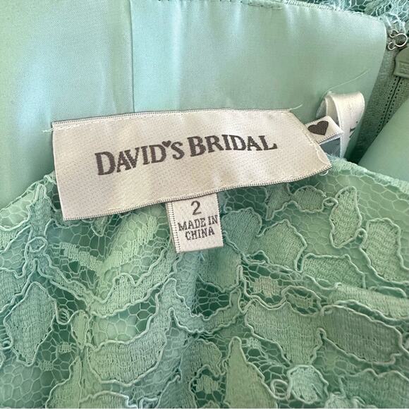 David’s Bridal Dress Mint Green Strapless Lace Gathered Cocktail Size 2 NEW - Picture 2 of 15